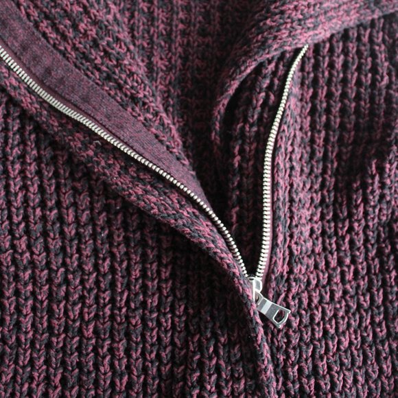 GAP Red Mahogany Knit Motorcycle Sweater, Size Small - Picture 3 of 8